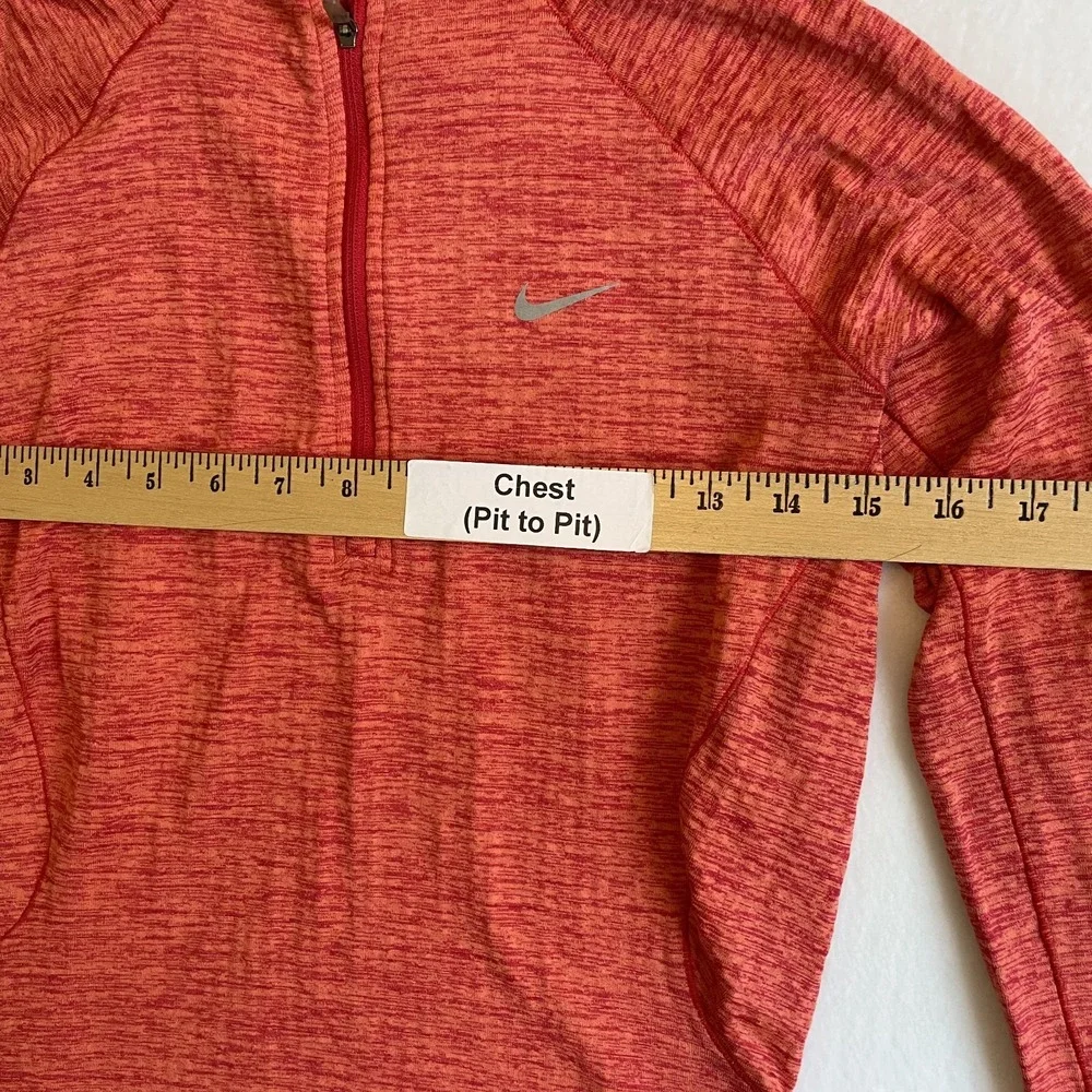 Nike Dri-Fit Womens Long Sleeve Running Shirt, 1/4 Zip Coral XS‎